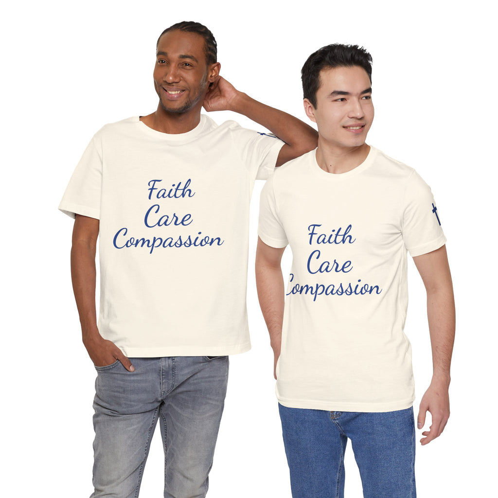 Faith Care Compassion T-Shirt — Heart Compassion Tee for Nurses & Caregivers
