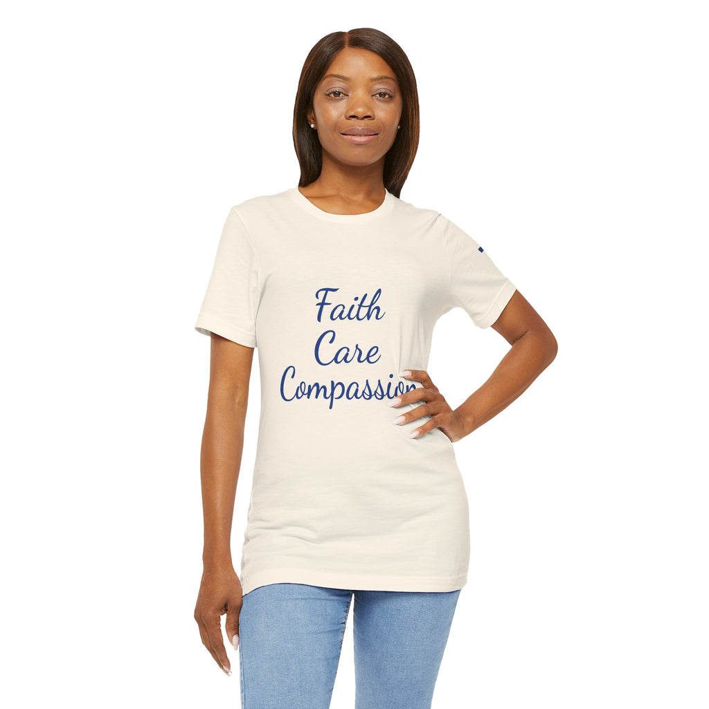 Faith Care Compassion T-Shirt — Heart Compassion Tee for Nurses & Caregivers
